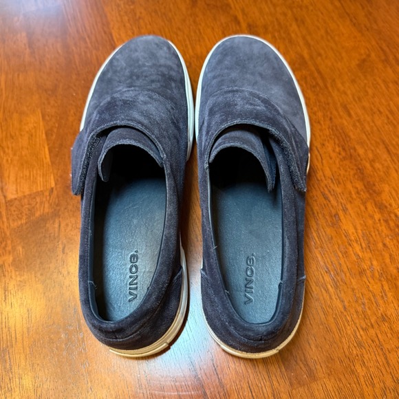 Vince Cage Suede Platform Sneakers Velcro Navy Blue Size‎ 8.5M - Picture 5 of 10